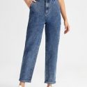 Solid Straight Leg Jeans