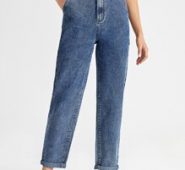 Solid Straight Leg Jeans