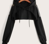 Solid Super Crop Drawstring Hoodie