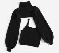 Solid Super Crop Sweater & Knit Cami Top