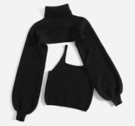 Solid Super Crop Sweater & Knit Cami Top