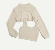 Solid Super Crop Sweater & Tank Top