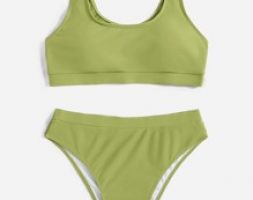 Solid Tank Bikini Swimsuit