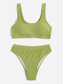 Solid Tank Bikini Swimsuit