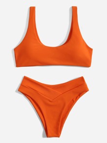 Solid Tank Bikini Swimsuit