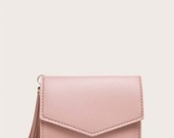 Solid Tassel Decor Fold Over Purse
