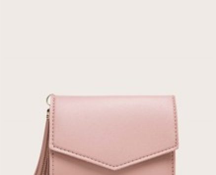 Solid Tassel Decor Fold Over Purse