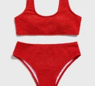 Solid Textured Bikini Swimsuit