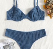 Solid Textured Underwire Lingerie Set