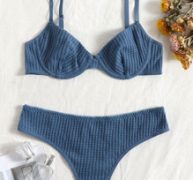 Solid Textured Underwire Lingerie Set