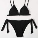 Solid Tie Side Bikini Swimsuit