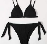 Solid Tie Side Bikini Swimsuit