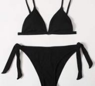 Solid Tie Side Bikini Swimsuit