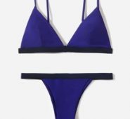 Solid Triangle Bikini Swimsuit