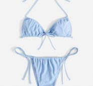 Solid Triangle Bikini Swimsuit