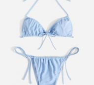 Solid Triangle Bikini Swimsuit