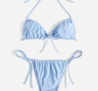 Solid Triangle Bikini Swimsuit