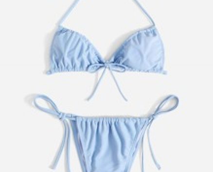 Solid Triangle Bikini Swimsuit