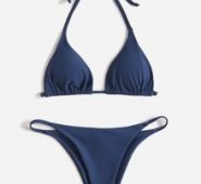 Solid Triangle Thong Bikini Swimsuit