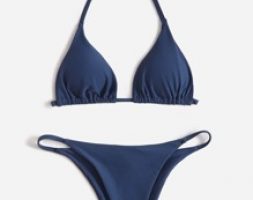 Solid Triangle Thong Bikini Swimsuit