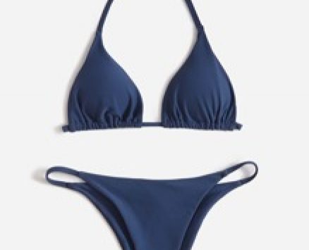 Solid Triangle Thong Bikini Swimsuit