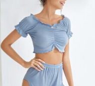 Solid Trim Hem Lounge Set