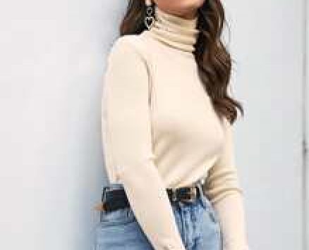 Solid Turtleneck Button Detail Sweater