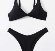 Solid Twist Bikini Swimsuit