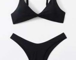 Solid Twist Bikini Swimsuit