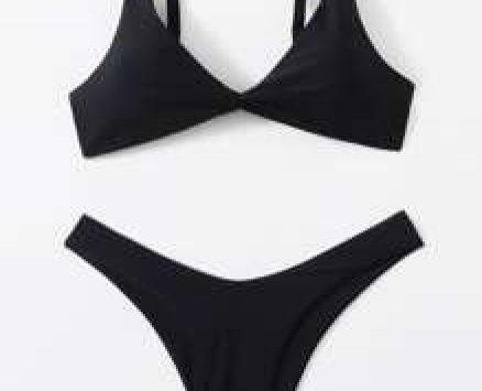 Solid Twist Bikini Swimsuit