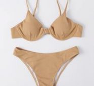 Solid Underwire Bikini Swimsuit