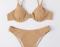 Solid Underwire Bikini Swimsuit