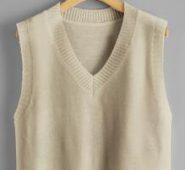 Solid V-Neck Cropped Sweater Vest