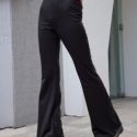 Solid V Waist Flared Pants