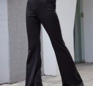 Solid V Waist Flared Pants