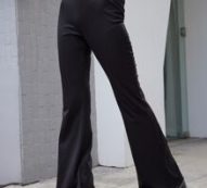 Solid V Waist Flared Pants