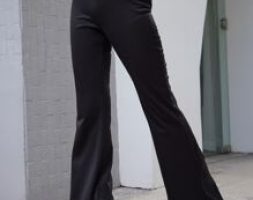 Solid V Waist Flared Pants
