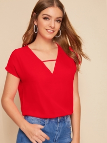 Solid V-cut Neck Top