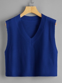 Solid V-neck Sweater Vest