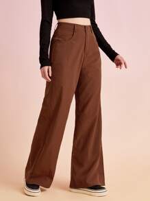 Solid Wide Leg Pants