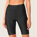 Solid Wide Waistband Cycling Shorts