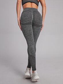 Solid Wide Waistband Sports Leggings