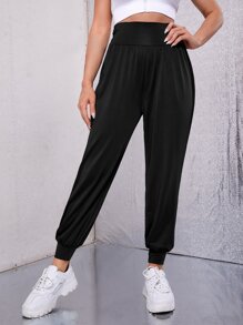 Solid Wideband Waist Sports Pants