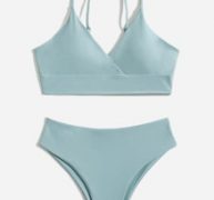 Solid Wrap Bikini Swimsuit