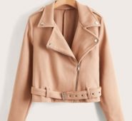 Solid Zip Up Biker Jacket