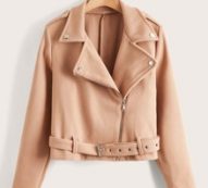 Solid Zip Up Biker Jacket