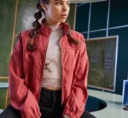 Solid Zip Up Crop Corduroy Jacket