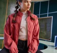 Solid Zip Up Crop Corduroy Jacket