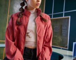 Solid Zip Up Crop Corduroy Jacket