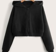Solid Zip Up Crop Hoodie